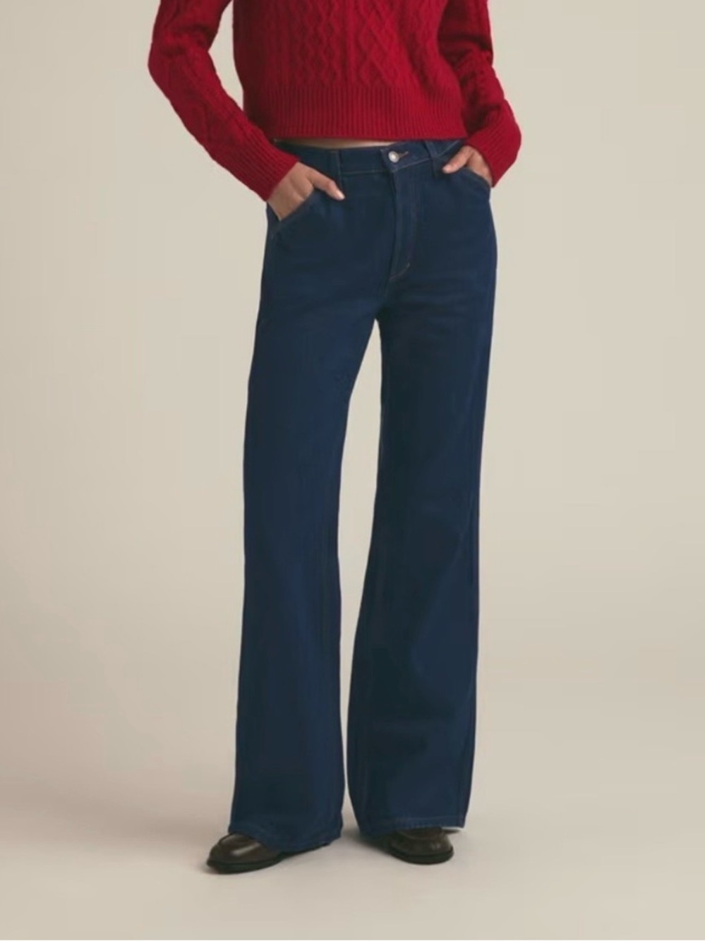 Favorite Daughter Jeans Olympia Flare Low Slung Manchester Dark Blue Denim 26